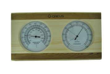 Термогігрометр Greus сосна/кедр 26х14 для лазні та сауни - 1